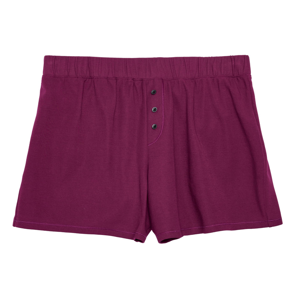 Thinx Overnight Sleep-Shorts plum packaging show leakproof protection for overnight comfort.