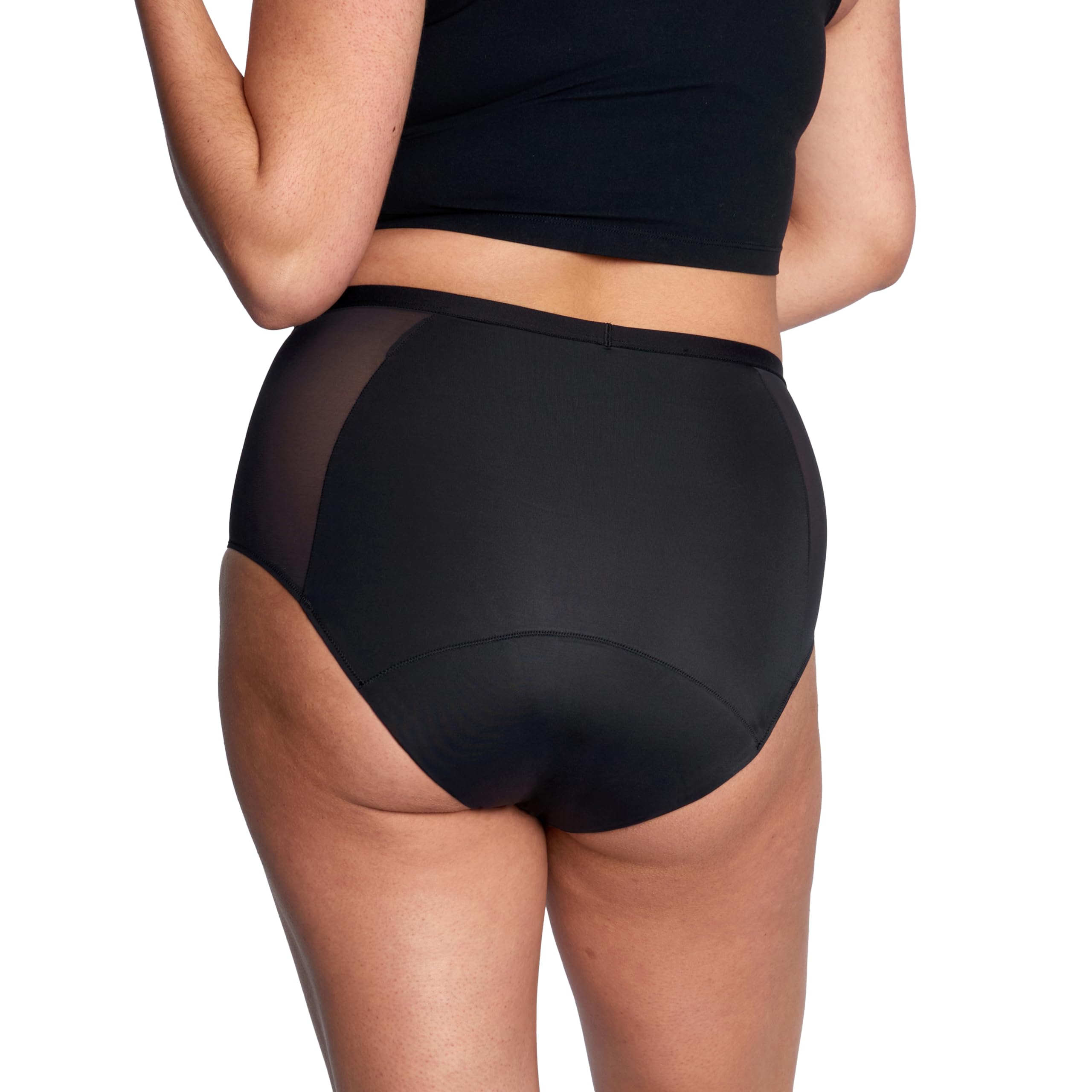 Thinx period underwear absorbent-core closeup emphasizing high absorbency capability.