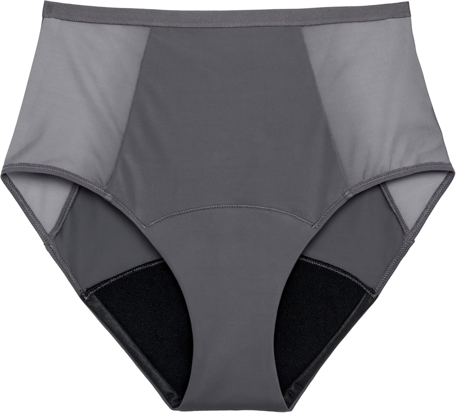 Thinx period underwear comfort-stretch hi-waist flatlay shows all-day protection in hazelnut shade
