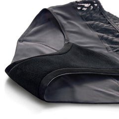 THINX slate-lace core closeup, highlighting leak protection and comfortable fabric.