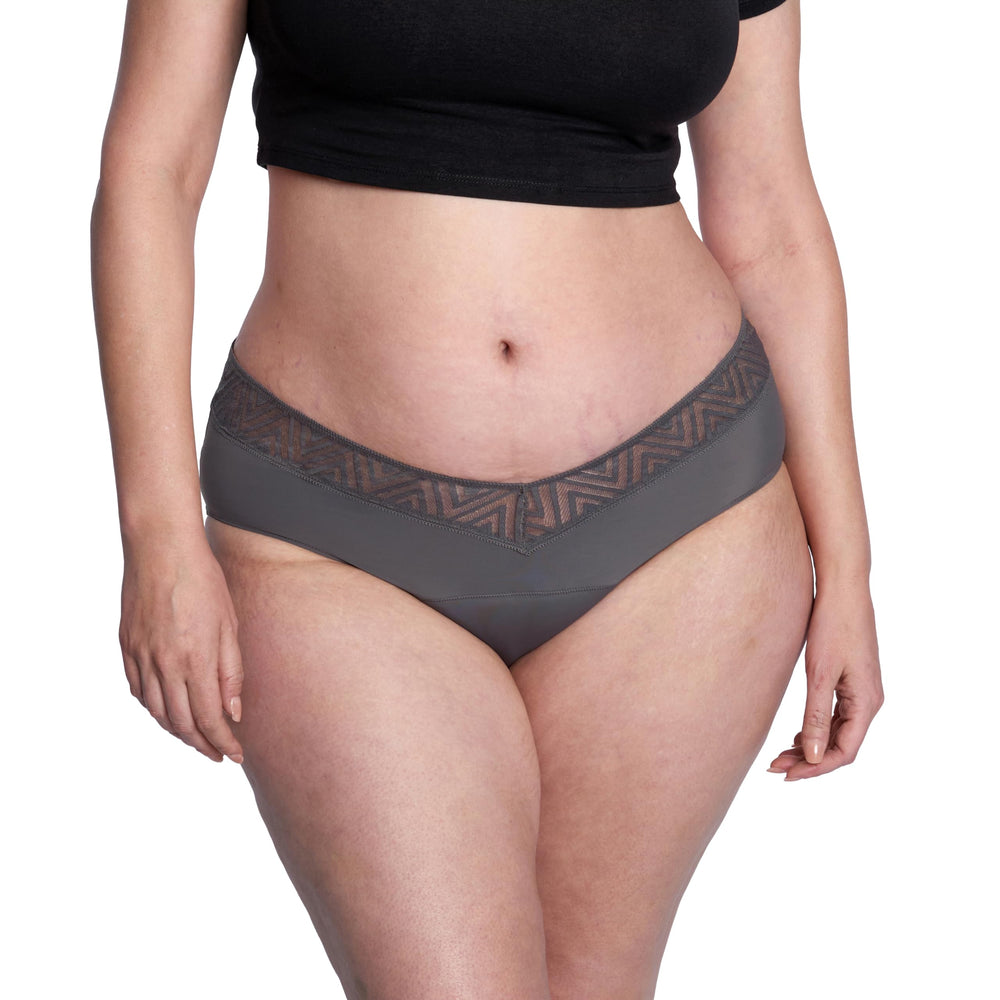 Close-up of THINX fabric texture shows soft, breathable material and hidden absorbent core
