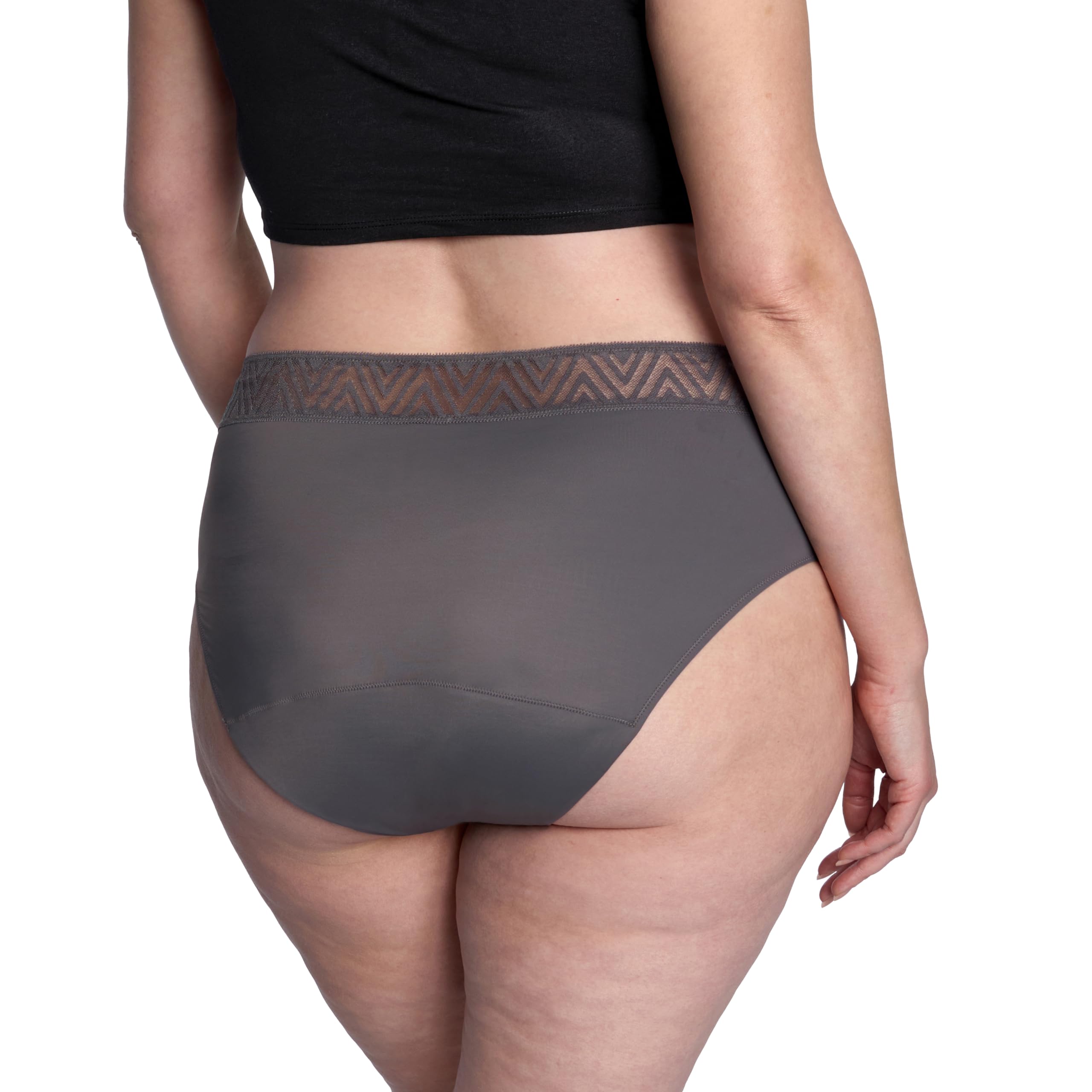 THINX period underwear slate pack shot showing sleek silhouette and versatility.