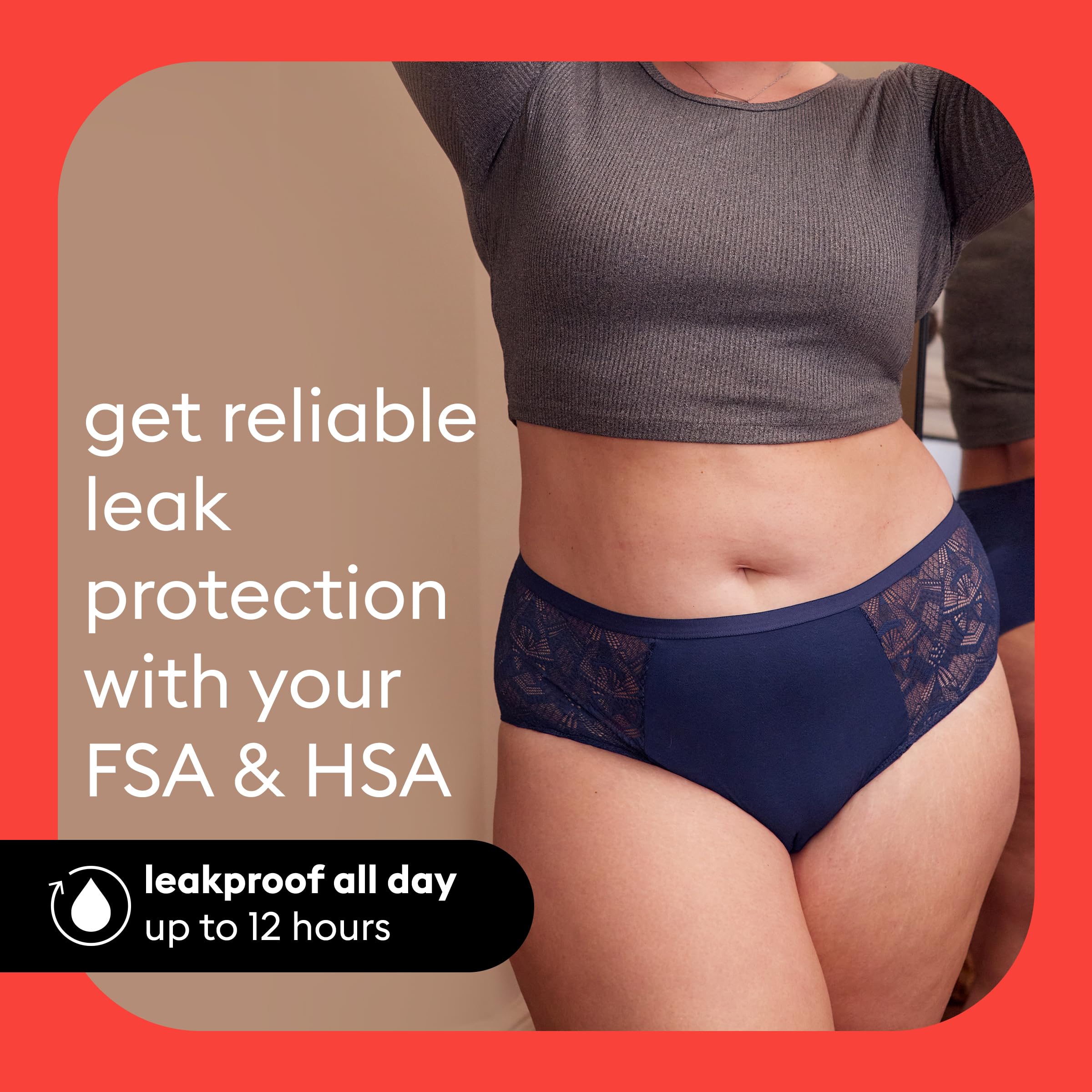 THINX plum lace finish adds stylish detail to period wear.