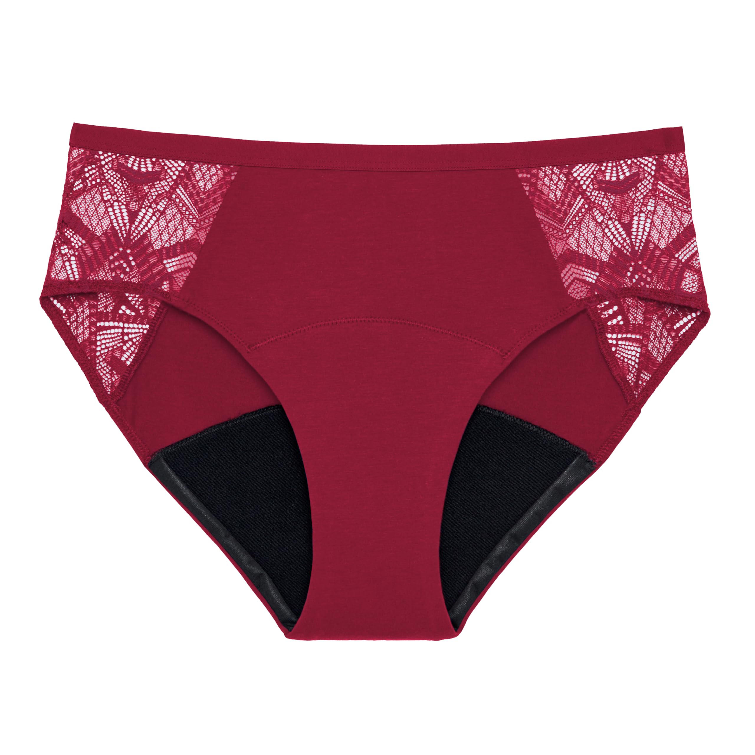 Thinx Ultra-Soft Brief Underwear in black lace, all-day comfort and protection.