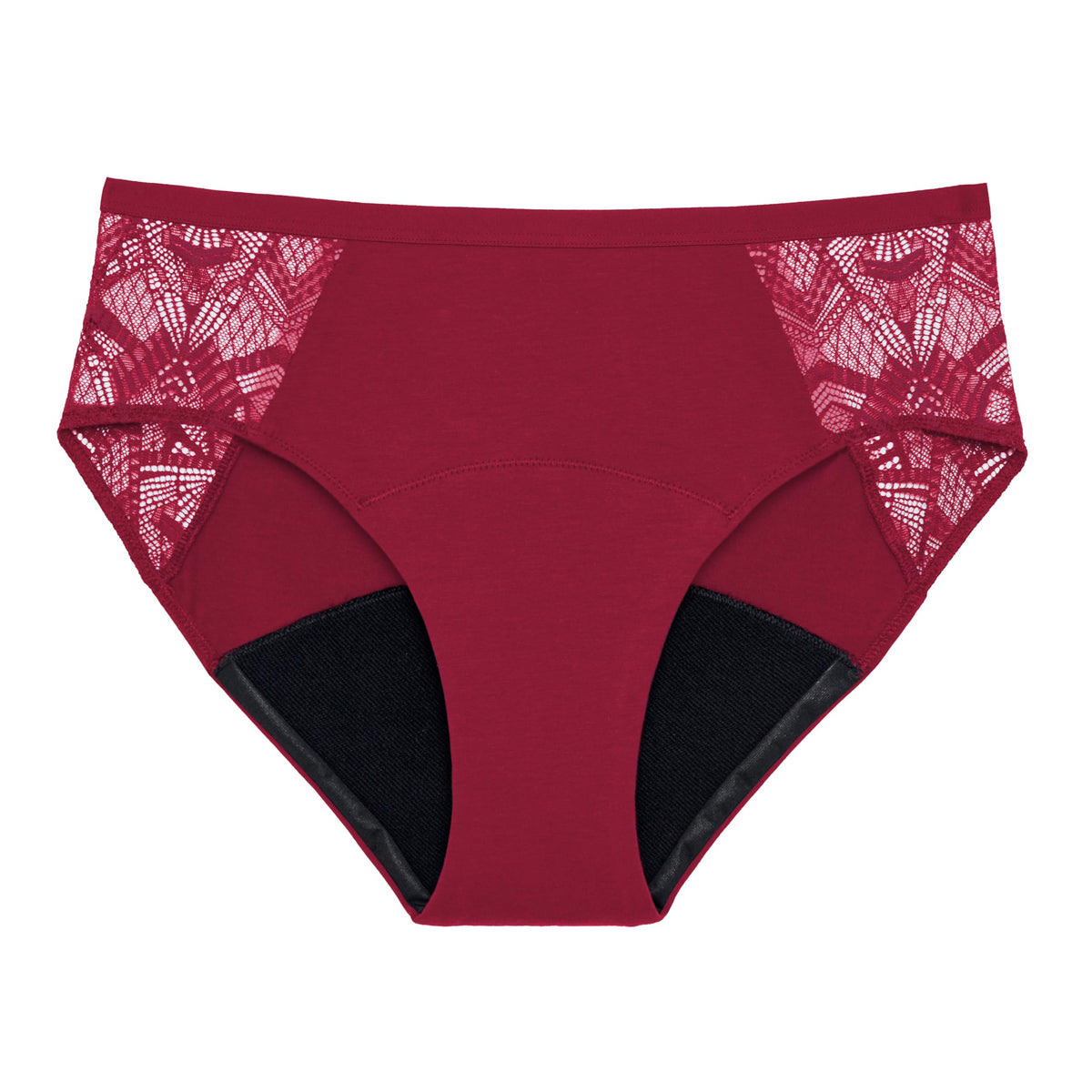 Thinx Ultra-Soft Brief Underwear in black lace, all-day comfort and protection.