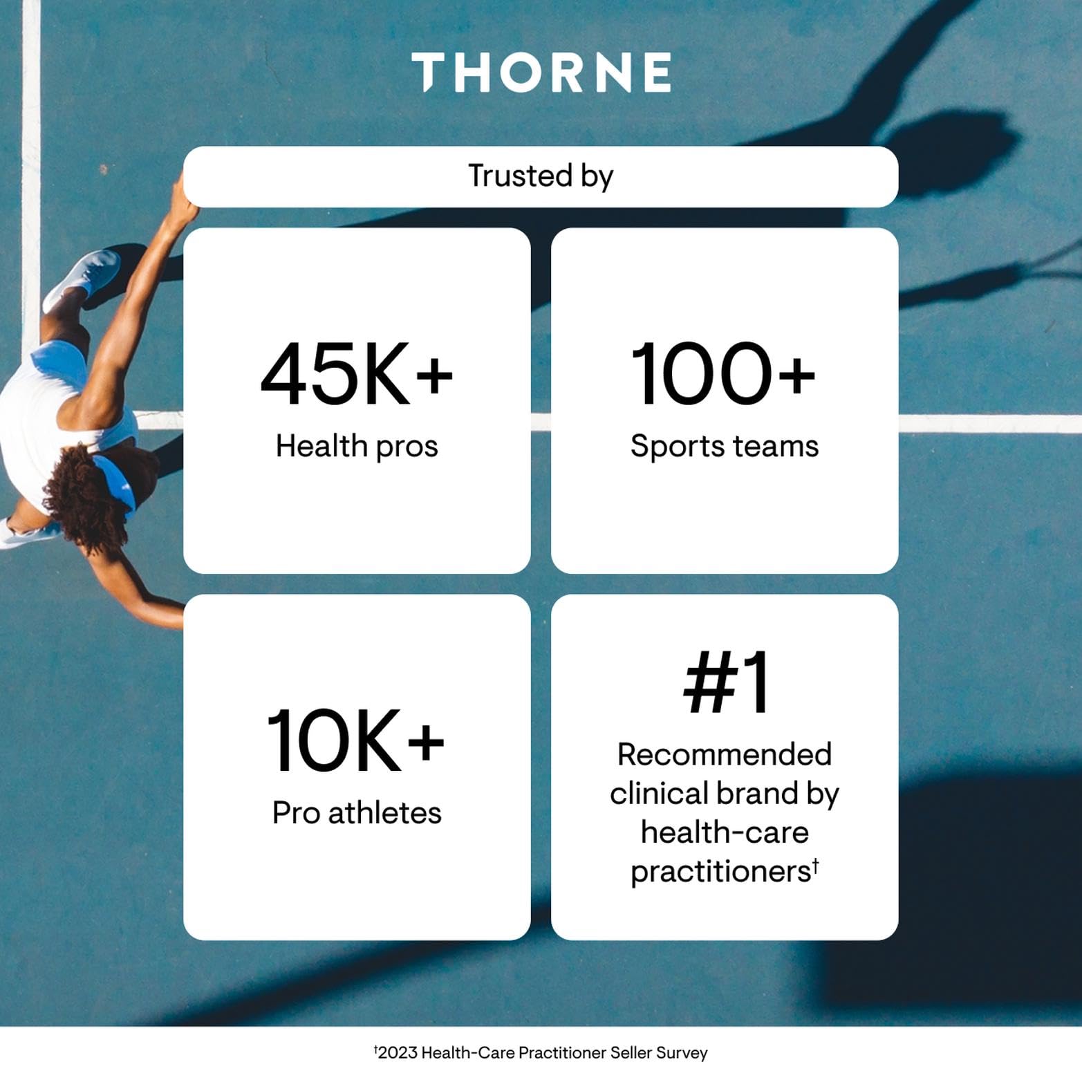 THORNE Meta-Balance packaging flatlay highlights 30 servings