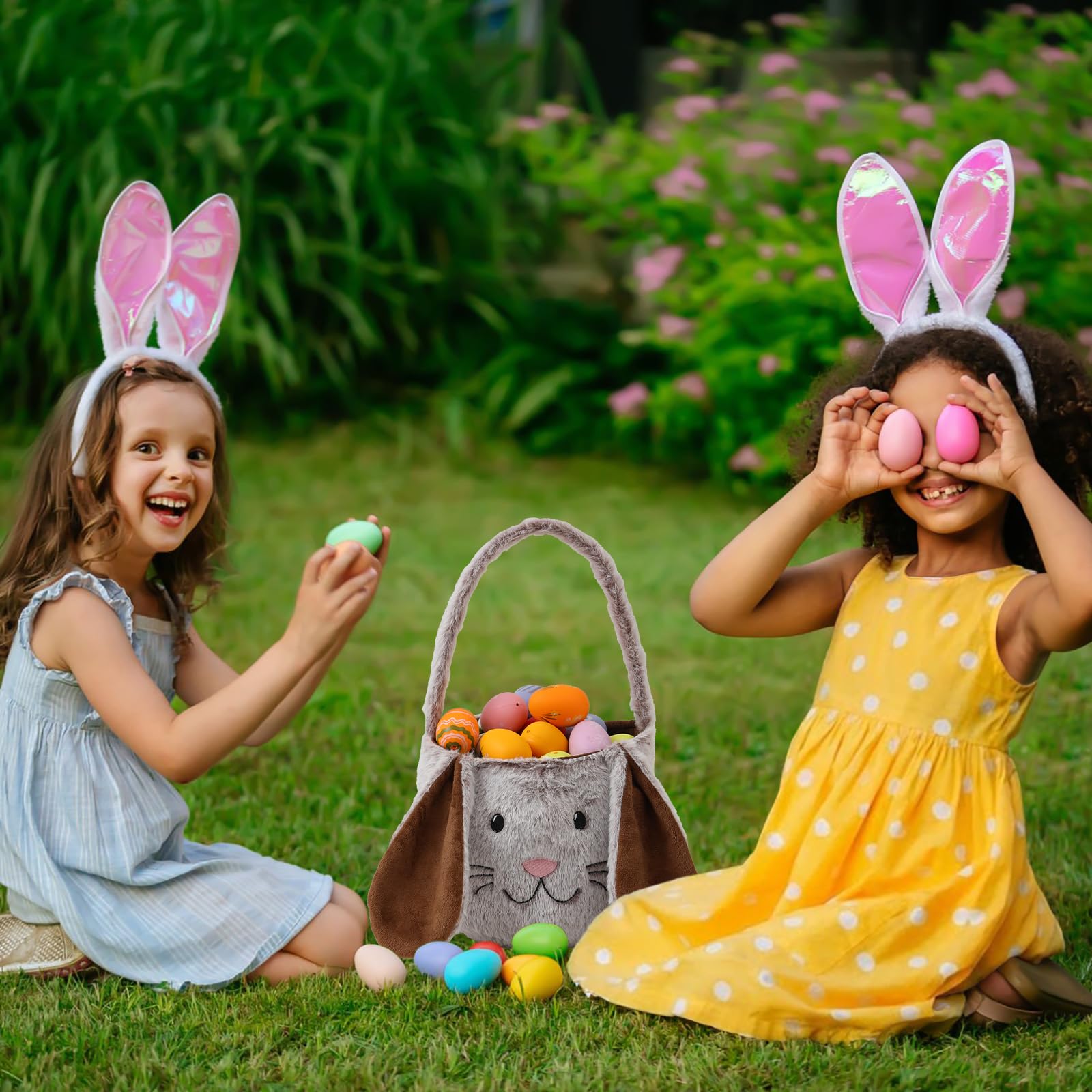 THOVSMOON bunny ears basket adds festive Easter decorative charm.