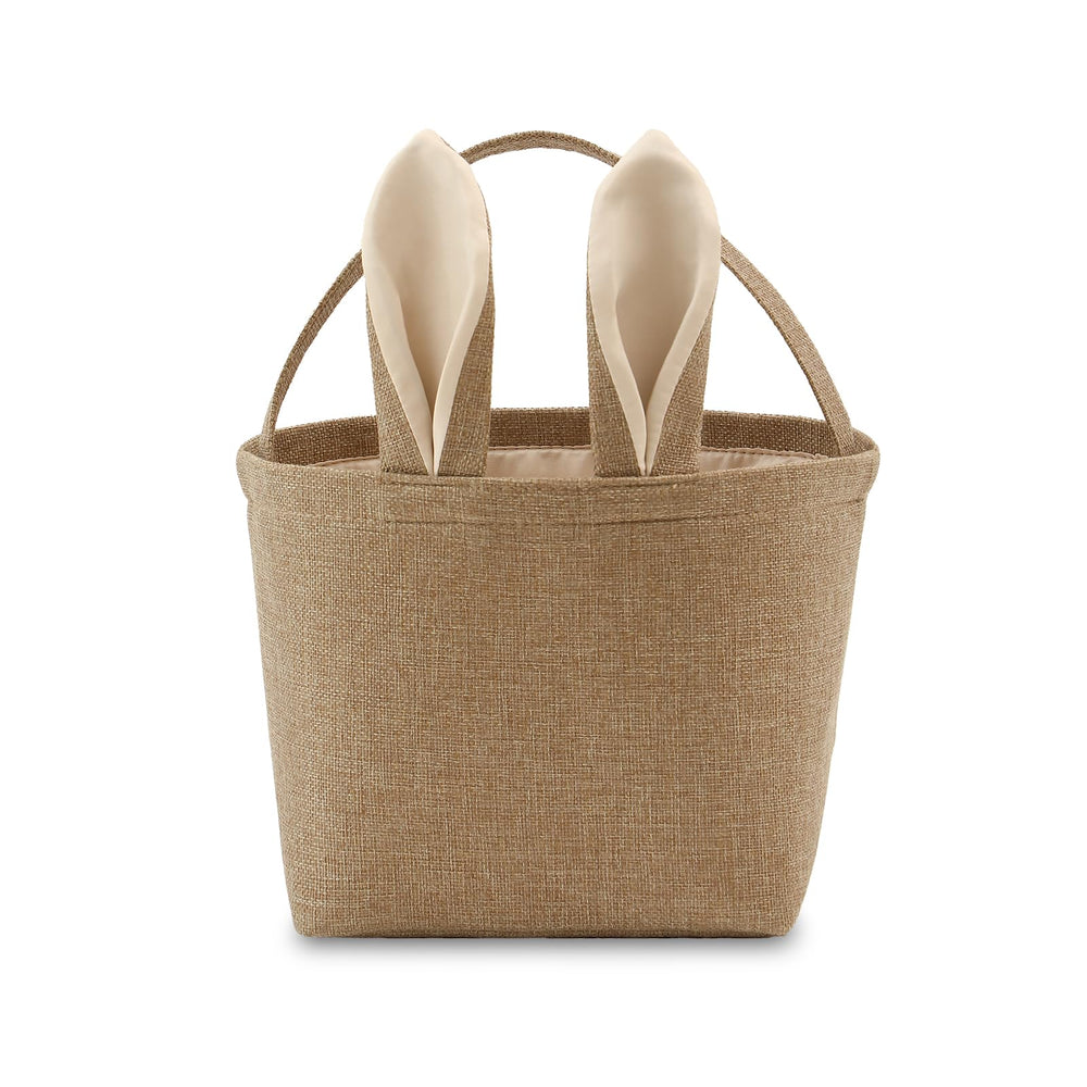 THOVSMOON Easter bunny basket in linen, ideal for egg hunts.