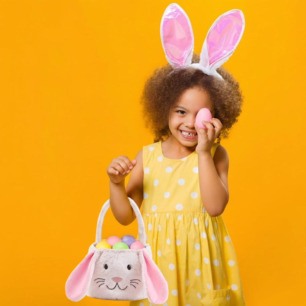 THOVSMOON Easter Bunny Basket size 9x6x7.8 inches, easy to carry