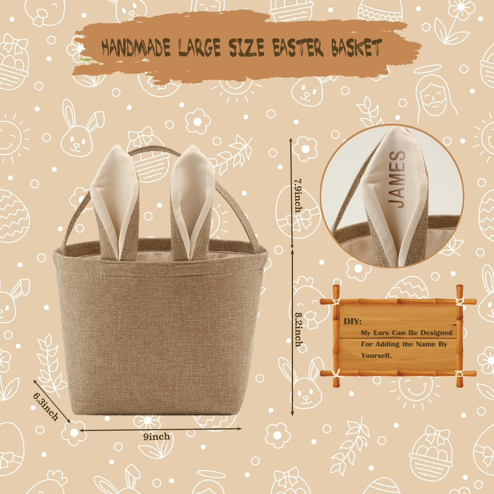 THOVSMOON Rabbit ears basket, soft plush design for kids’ Easter fun.