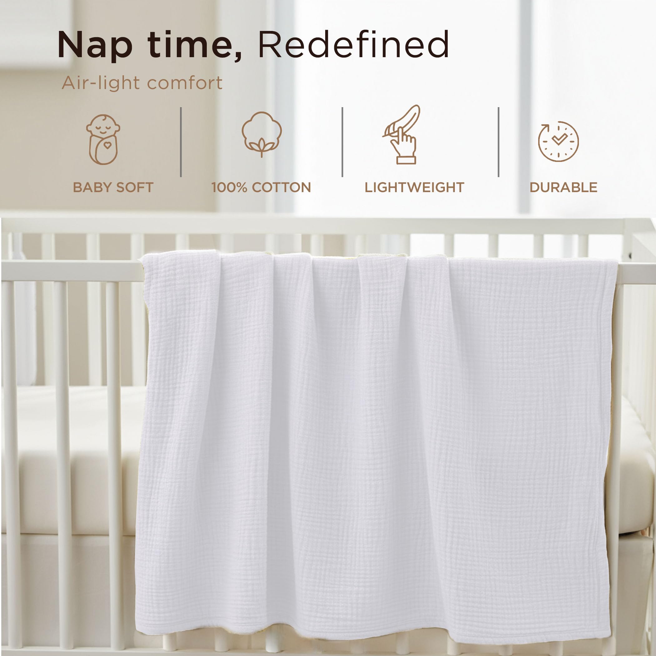 Threadmill Muslin Baby Blanket in neutral-design suitable for any nursery