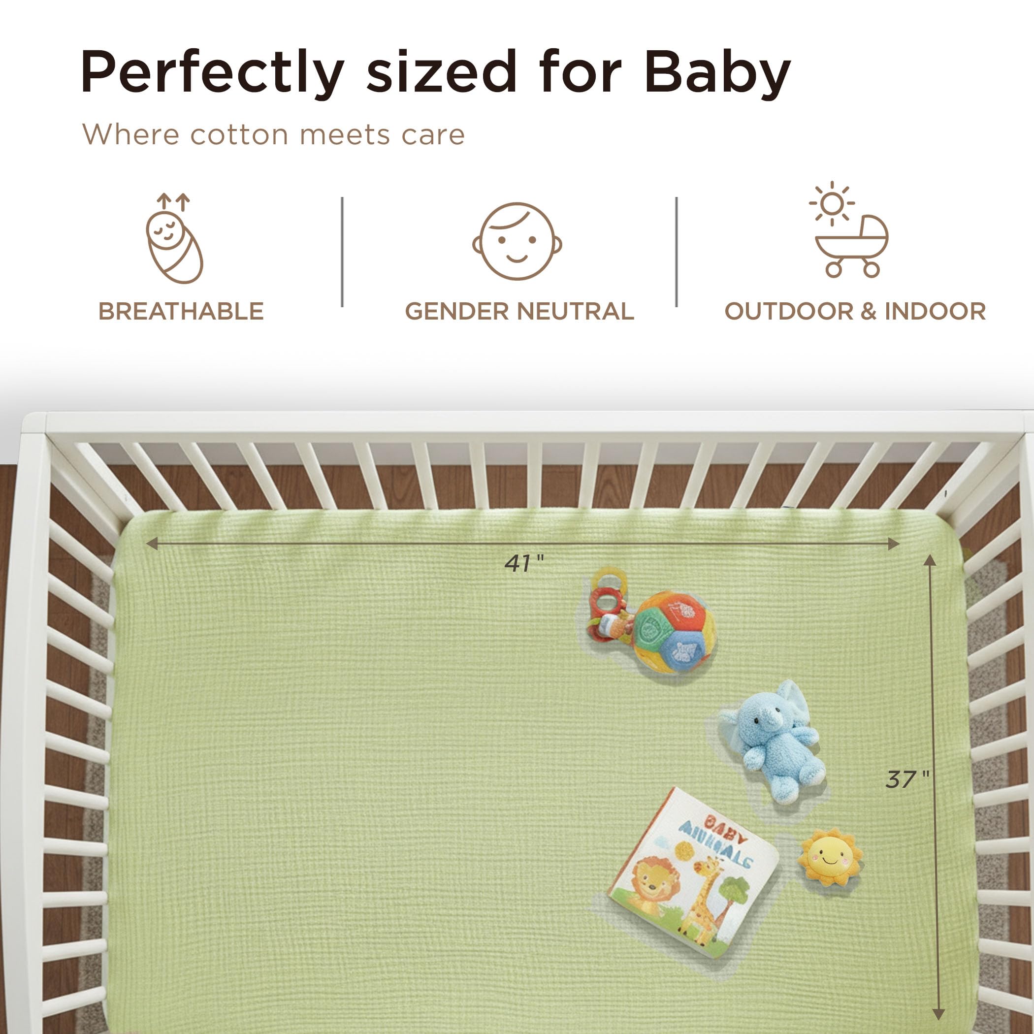 Threadmill Muslin Baby Blanket stroller usage shows lightweight shade on outings.