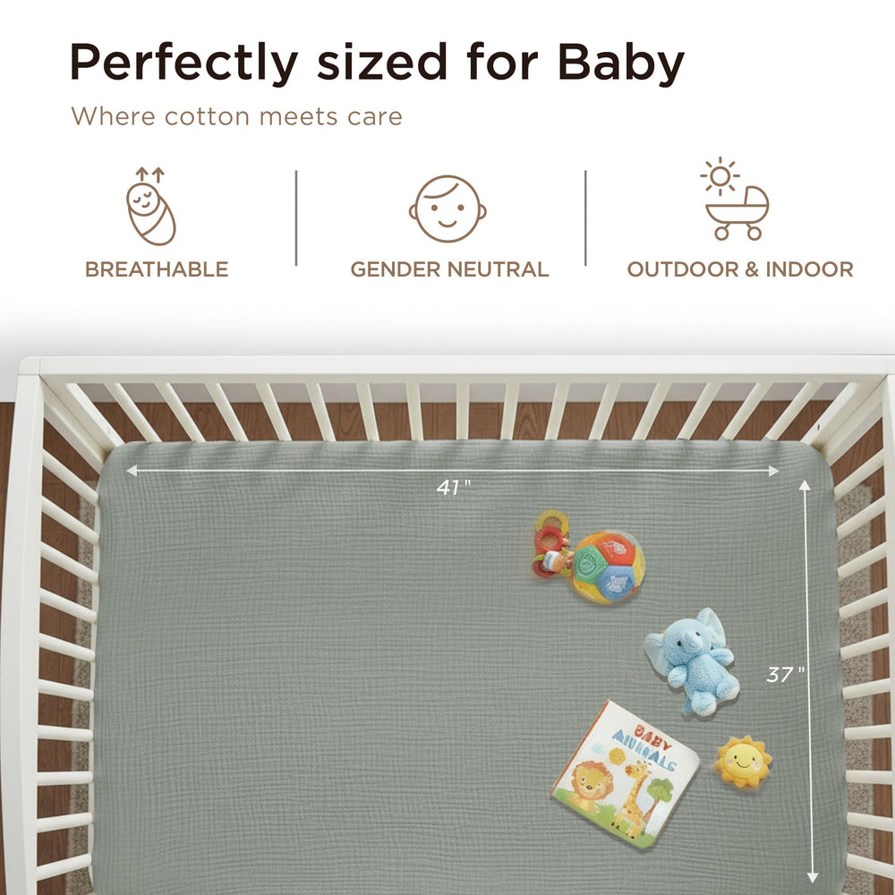 Threadmill Muslin blanket in stroller scene demonstrates multi-use versatility.
