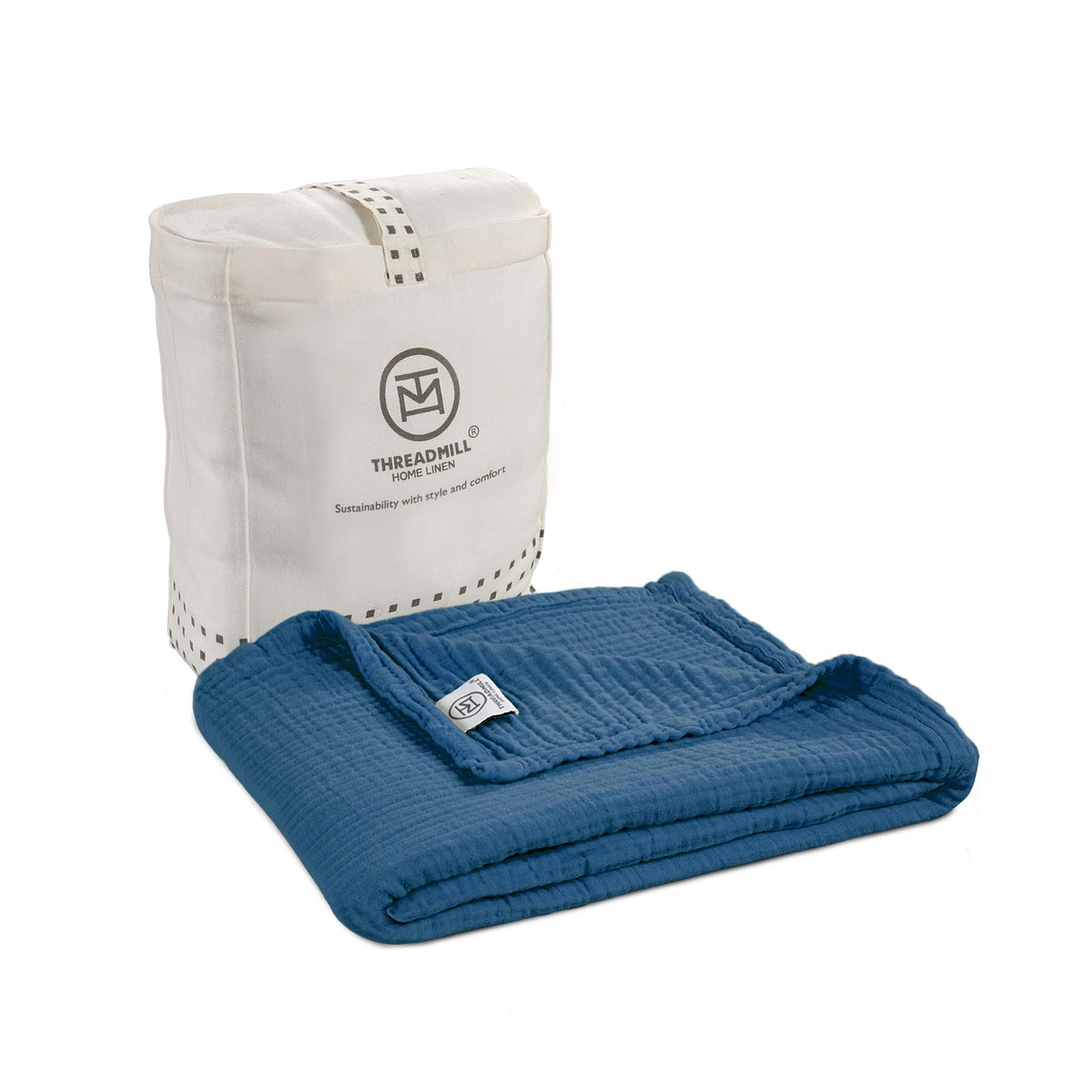Threadmill Muslin Blanket close-up shows ultra-soft fabric for baby's comfort.