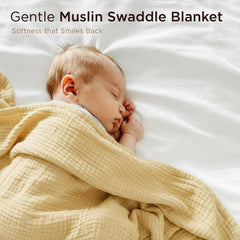 Threadmill Muslin Blanket ultra-soft fabric becomes gentler with every wash, ideal for sensitive skin.