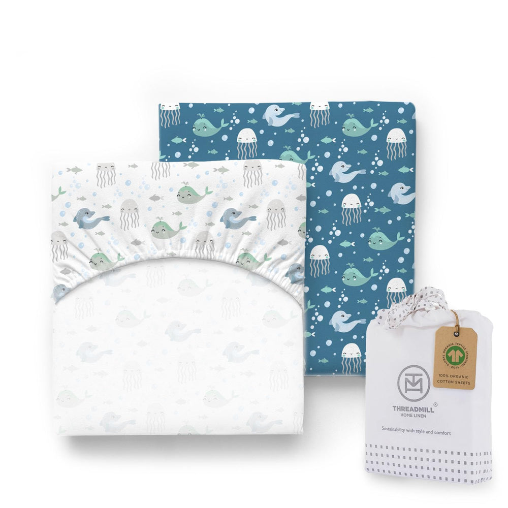 Threadmill organic baby crib sheet with perfect fit for 52x28 mattress