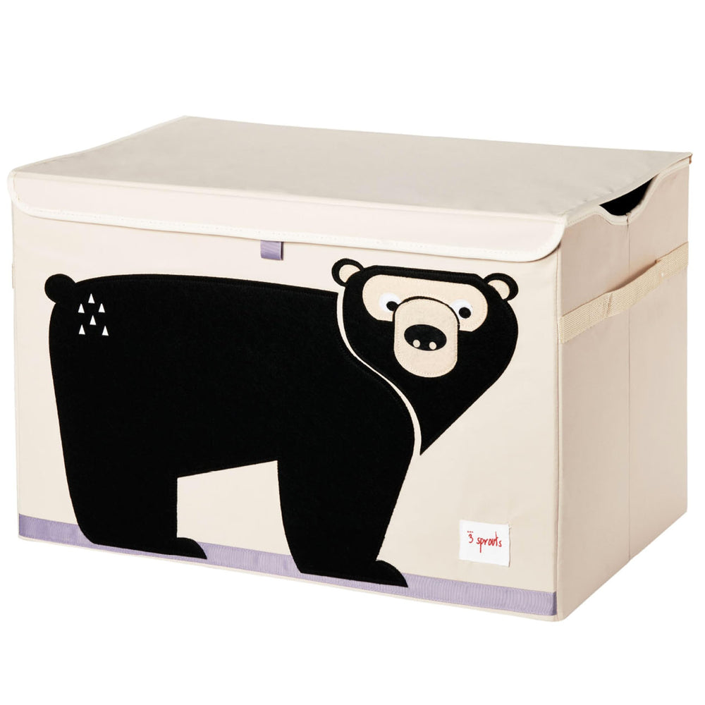 Three Sprouts large toy chest with lid provides concealed storage for playroom.