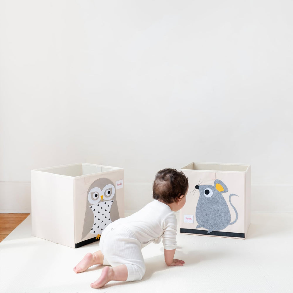 3 Sprouts toy storage cube handles allow easy pull-out by kids