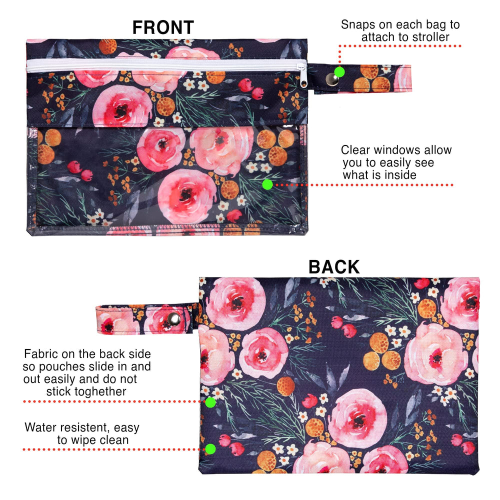 Three Sweet Peas Co clear diaper bag pouch medium two for snacks and essentials
