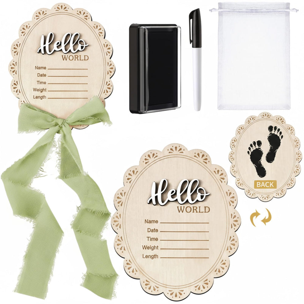 Threehoney baby announcement sign 7-inch double-sided for newborn milestones and photos