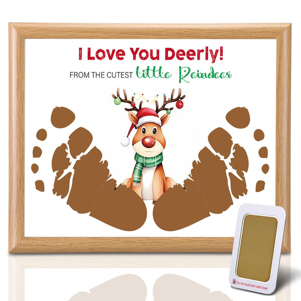Threehoney baby's first Christmas footprint frame, a durable wooden keepsake.