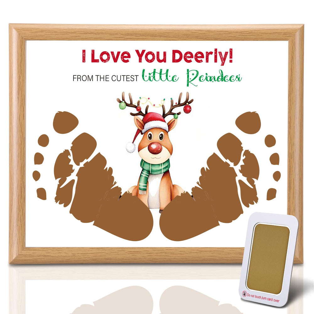 Threehoney baby's first Christmas footprint frame, a durable wooden keepsake.