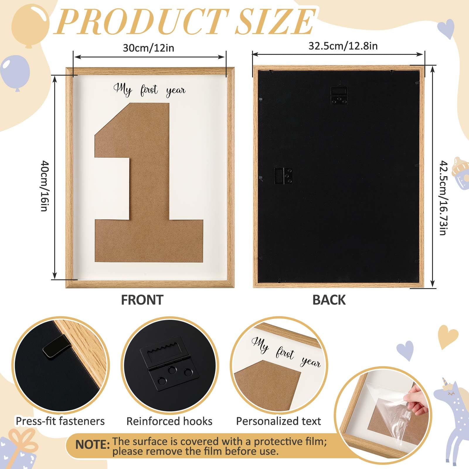 Threehoney milestone display wooden frame neatly stores baby's yearly photos