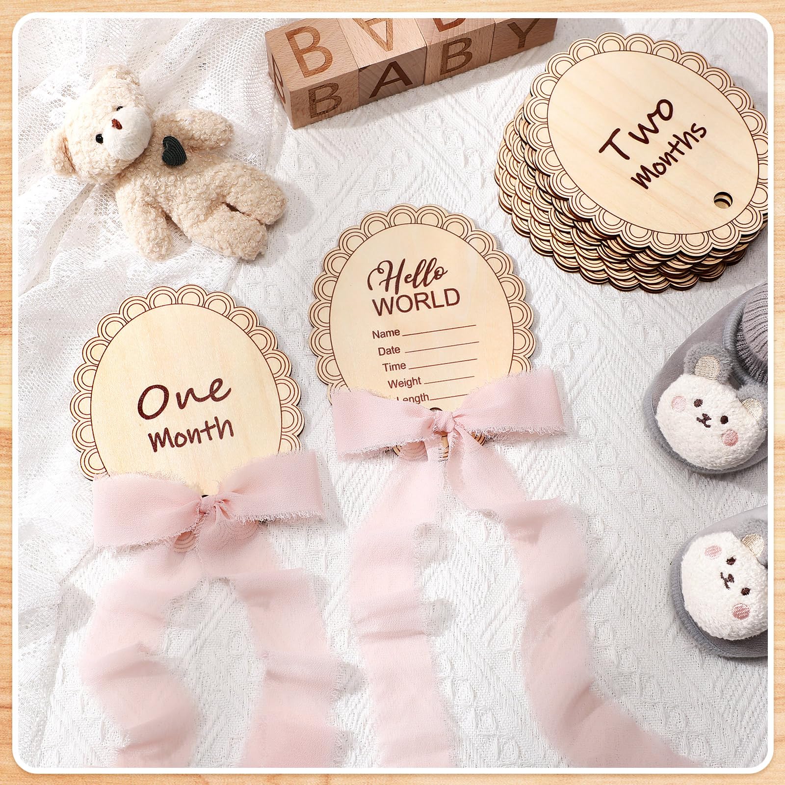 Threehoney monthly milestone kit packaging shown as a gift-ready set.