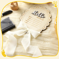 Threehoney white bow ribbon accent brightens the sign for photo-ready moments.