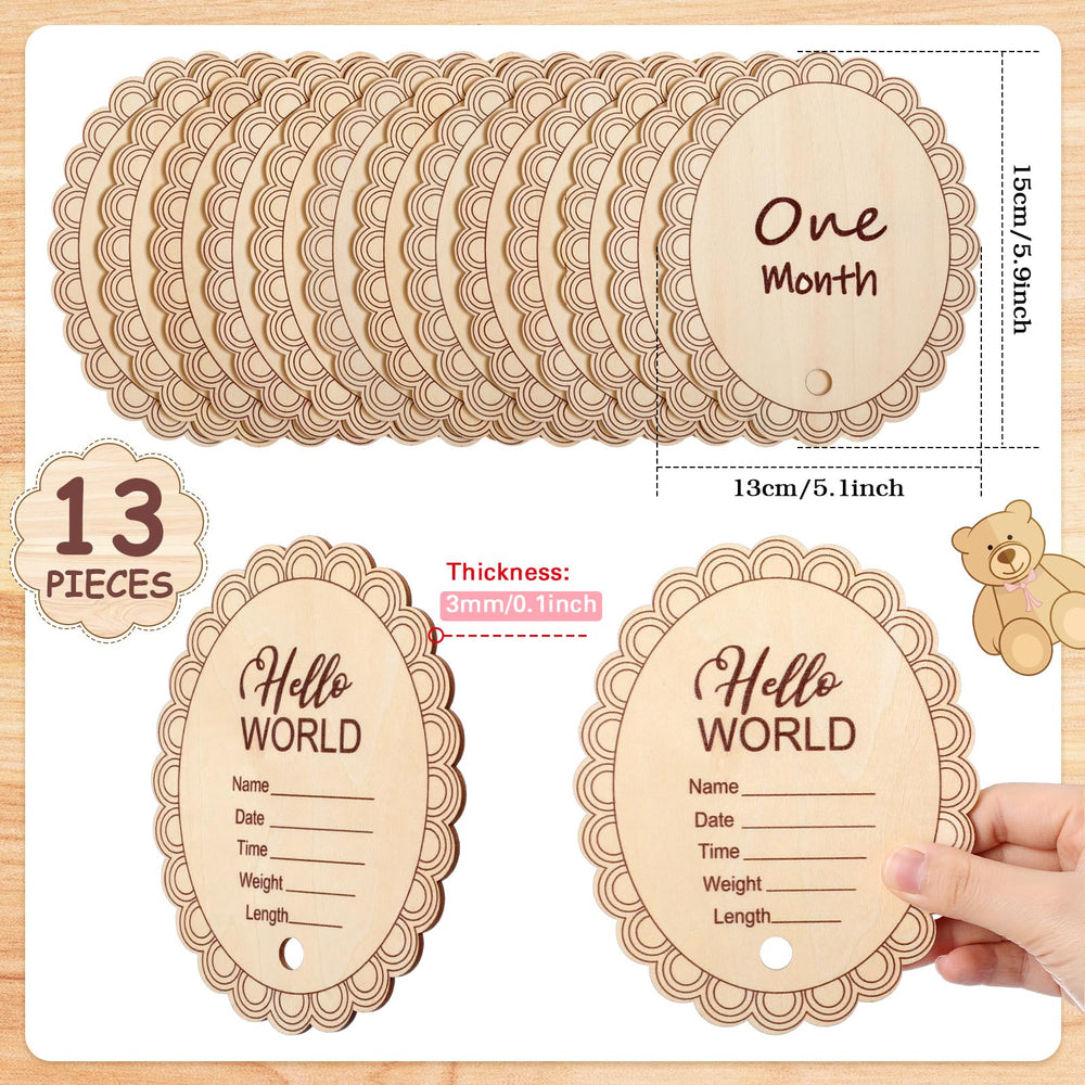 Closeup of Threehoney wooden milestone cards highlighting smooth wood texture.
