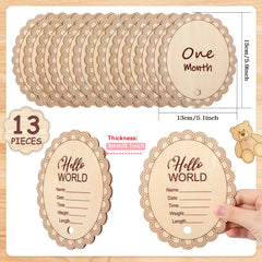 Closeup of Threehoney wooden milestone cards highlighting smooth wood texture.