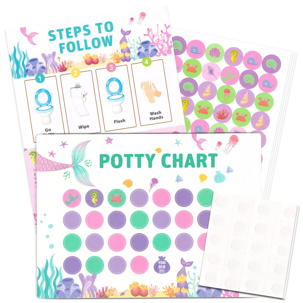 Threetols Mermaid potty chart with ten stickers for tracking progress