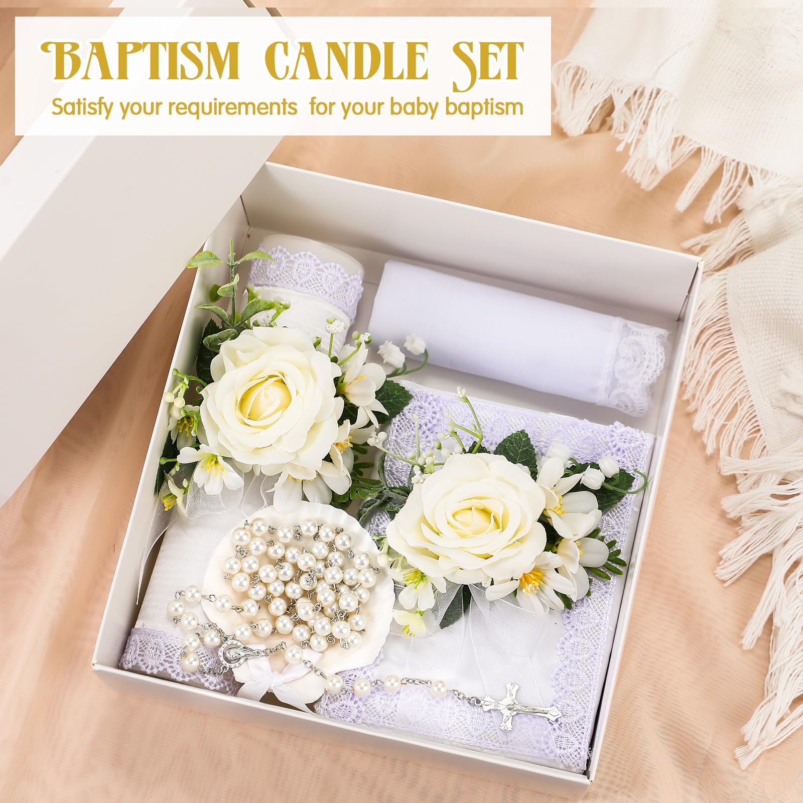 Threlaco baptism towel white, soft and gift-ready for sacred occasions.