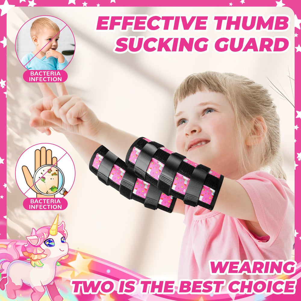 Child wearing Threlaco guard to deter thumb sucking while playing