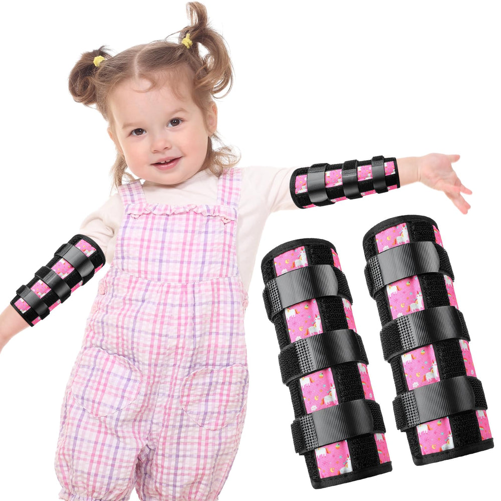 Threlaco Unicorn Thumb Sucking Guard two-pack on a child to reduce thumb-sucking