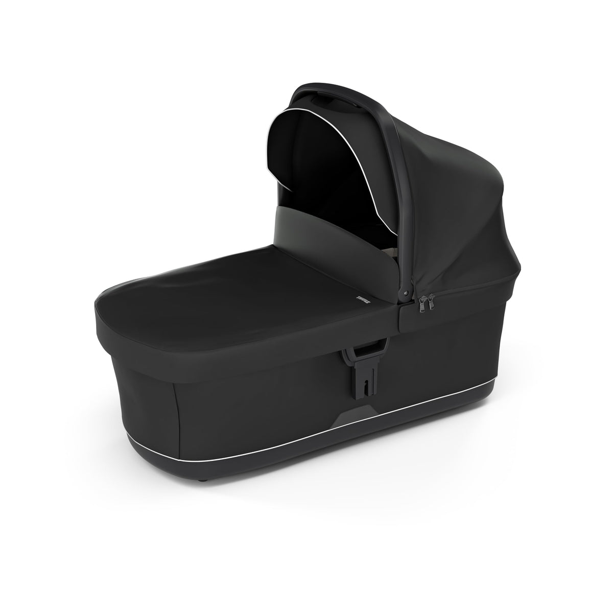 Thule bassinet with extended canopy offering sun protection and comfort