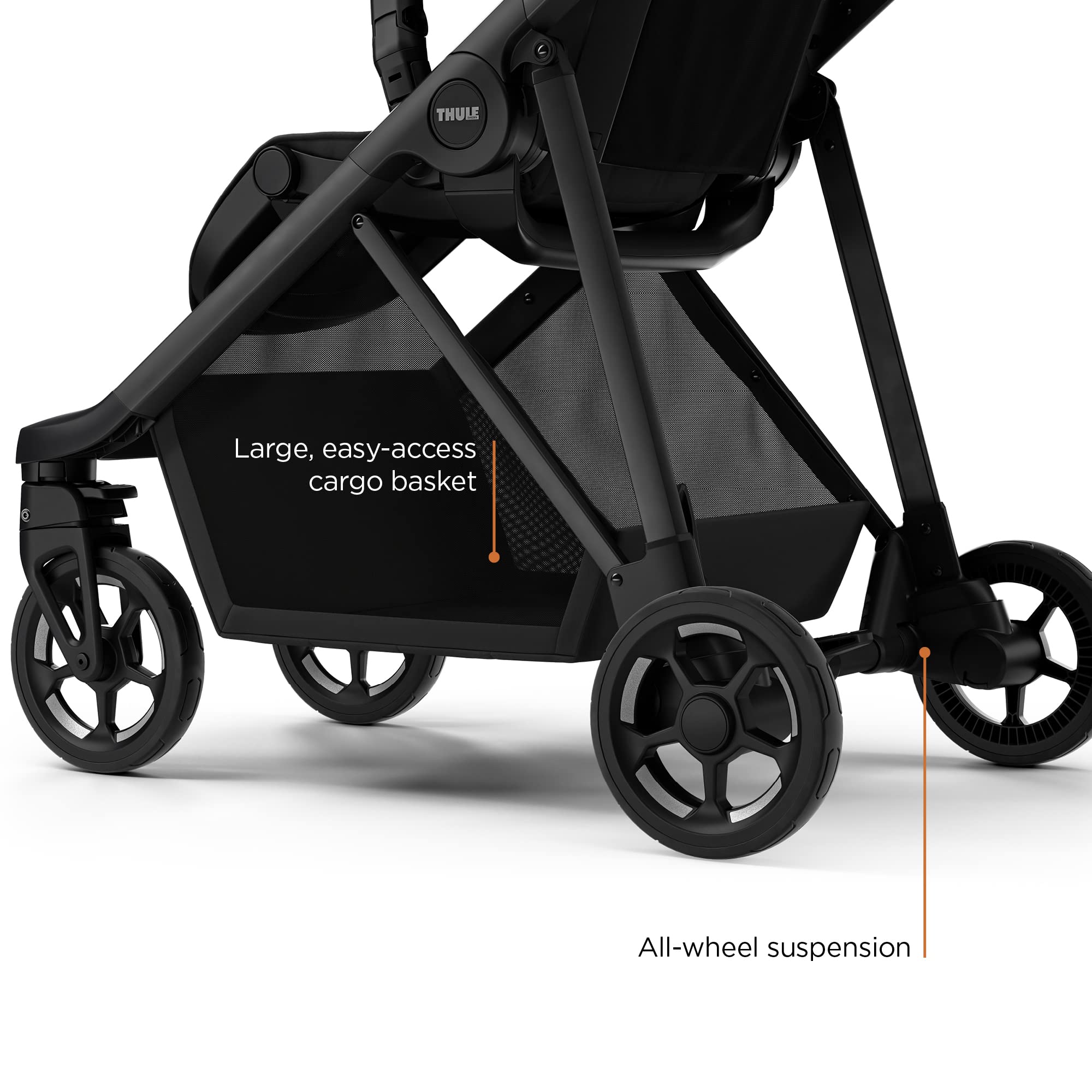 Thule Shine City Stroller 5-point harness keeps child secure.