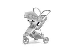 Thule Spring Chicco adapter in use supports smooth transfers from car to stroller.