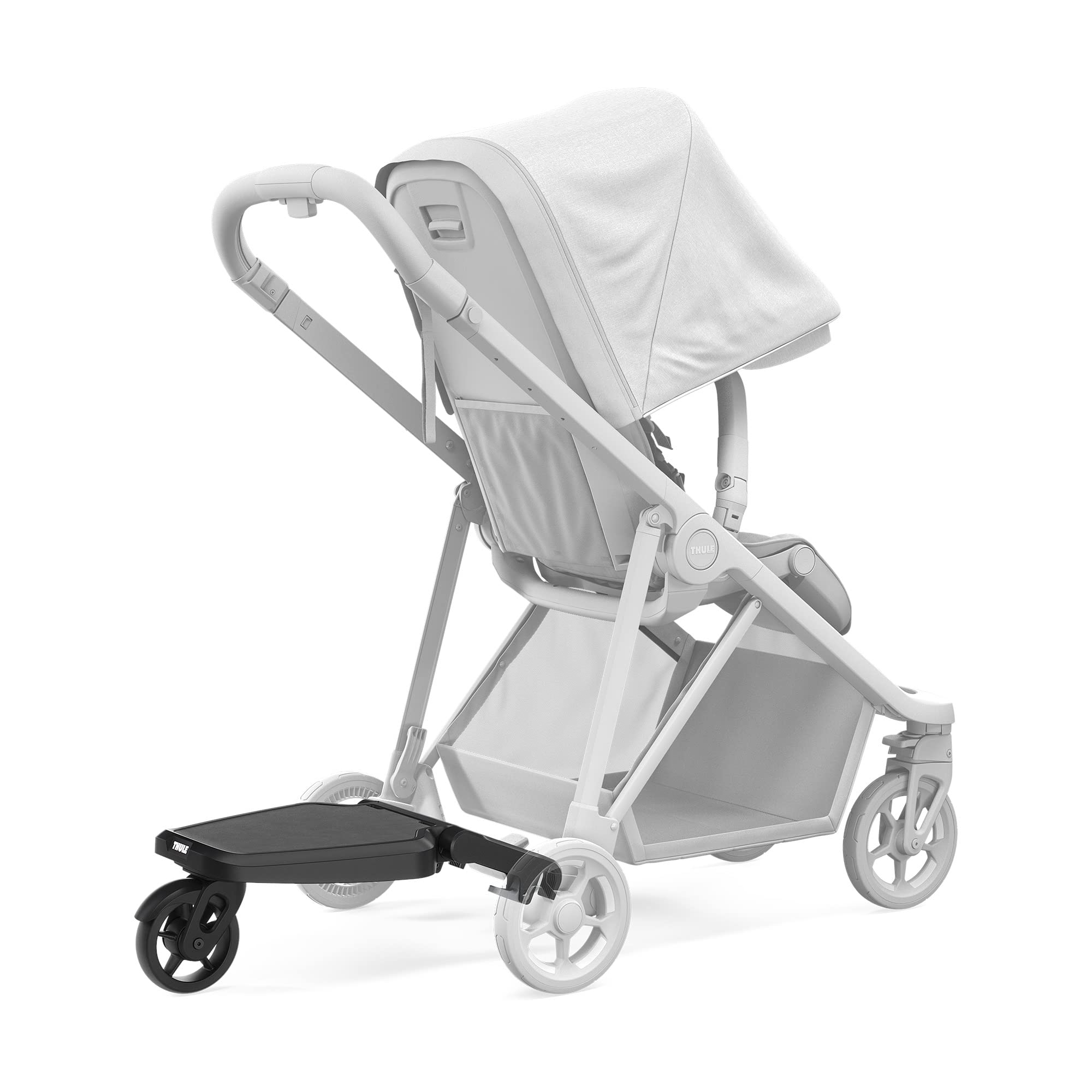 Thule Stroller Rider Board attaches easily to compatible strollers.