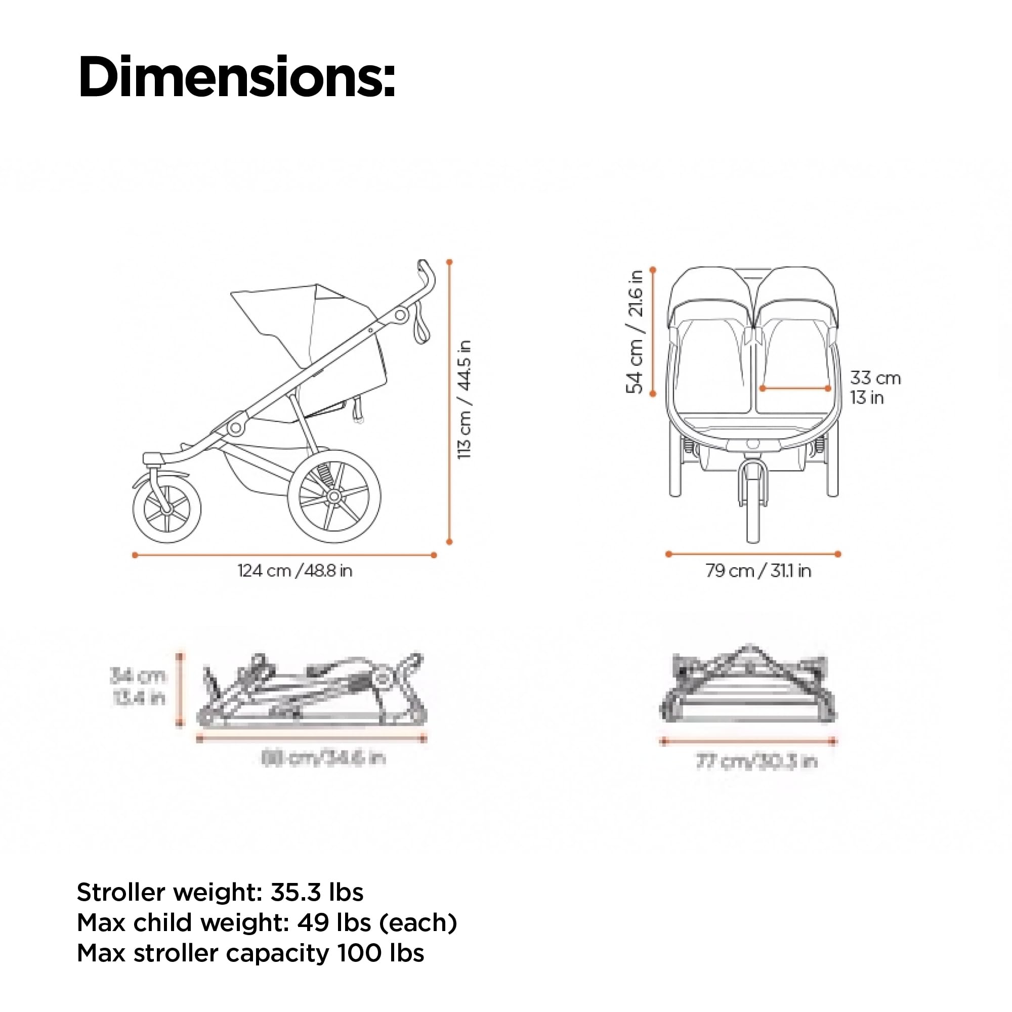 Thule Urban Glide 3 Double 16-inch air-filled wheels for a smooth ride