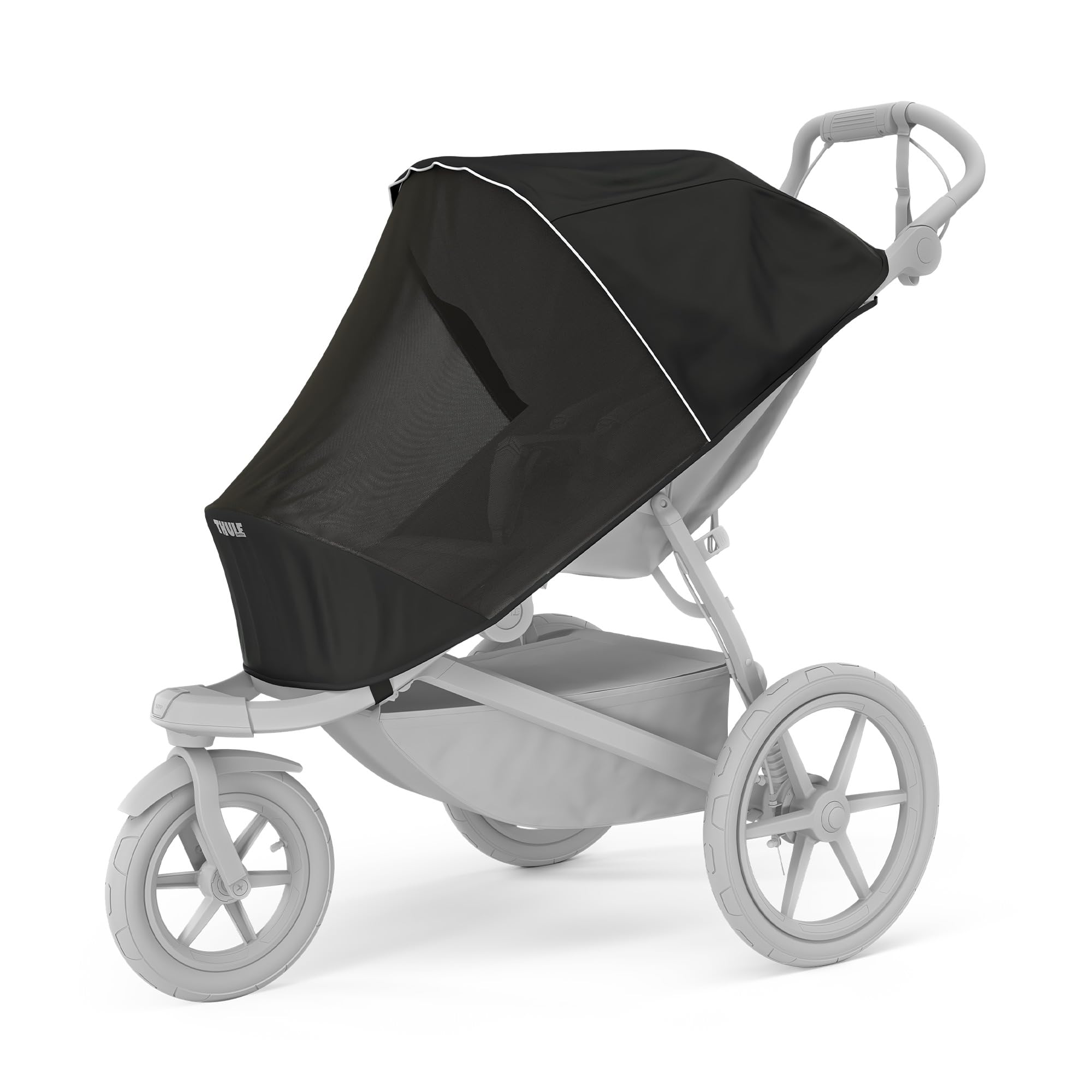 Thule Urban Glide 3 mesh cover front view shields child from insects during strolls