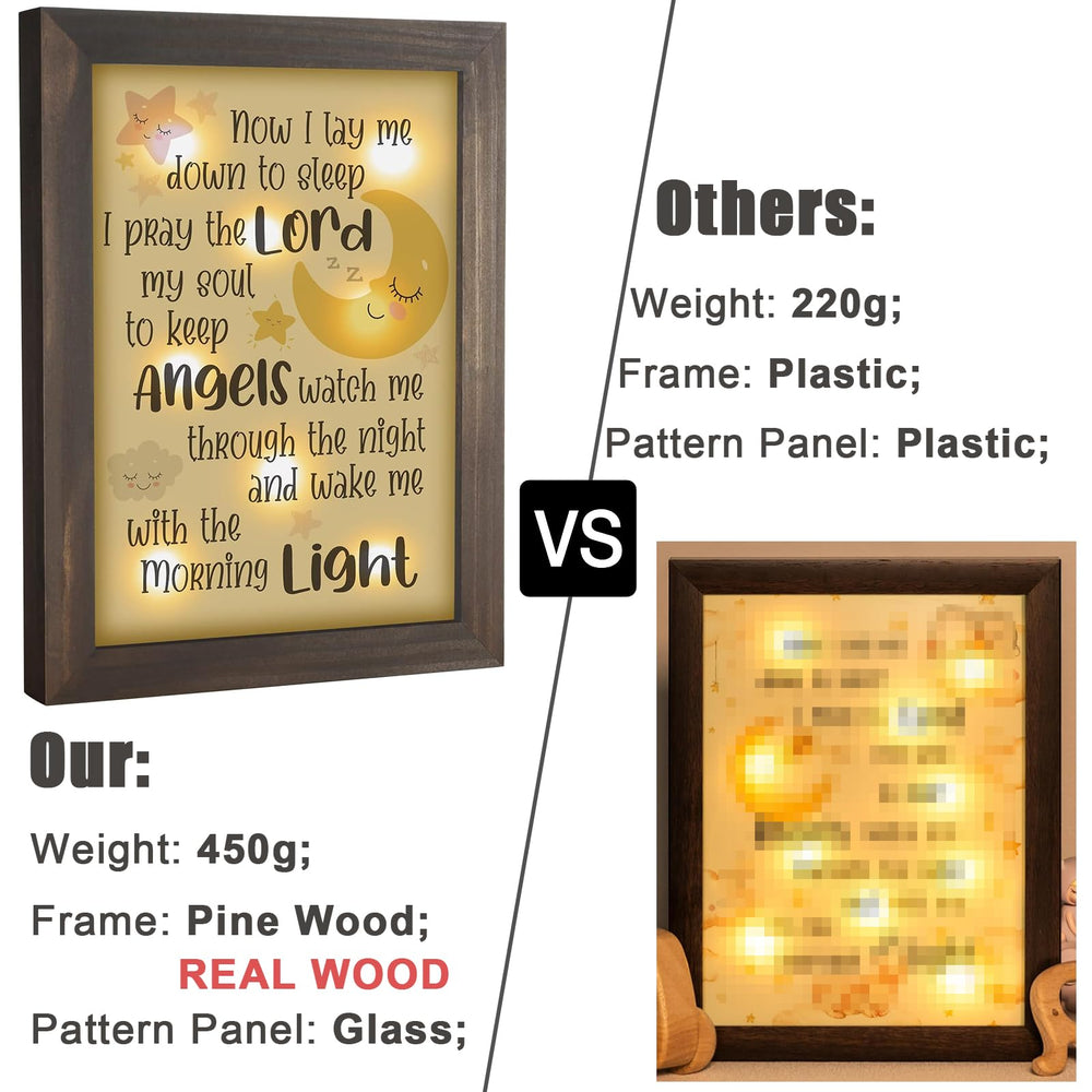 THYGIFTREE baby christening frame illuminated for warm nursery display.