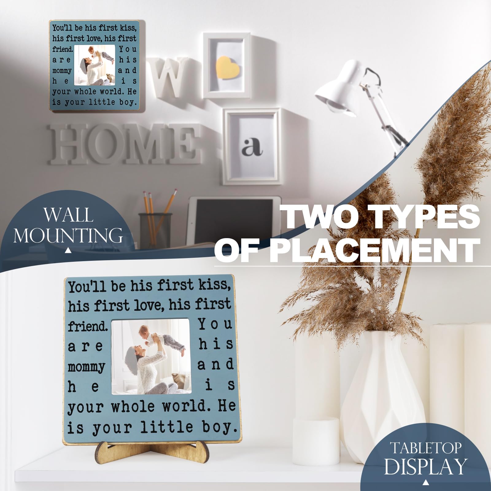 THYGIFTREE Rustic wood frame detail adds natural warmth to nursery or office