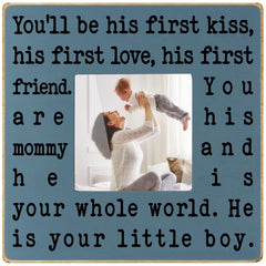 THYGIFTREE New Mom Frame in rustic blue displayed on desk for a cherished memory