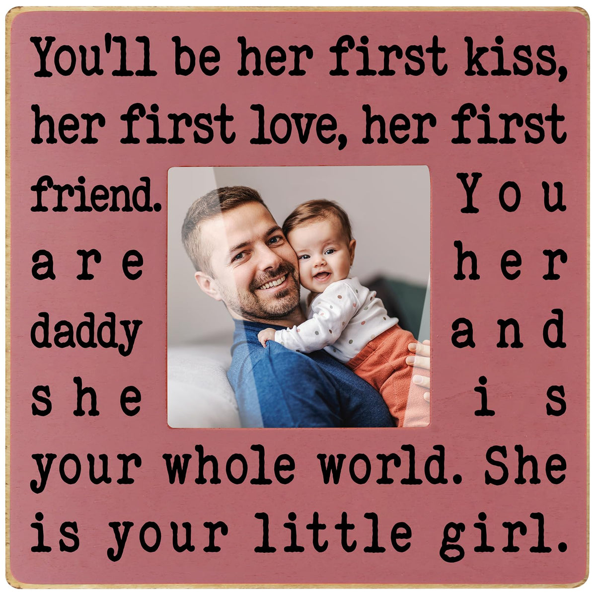 THYGIFTREE rustic daddy frame with 4x4 opening, ideal nursery decor.