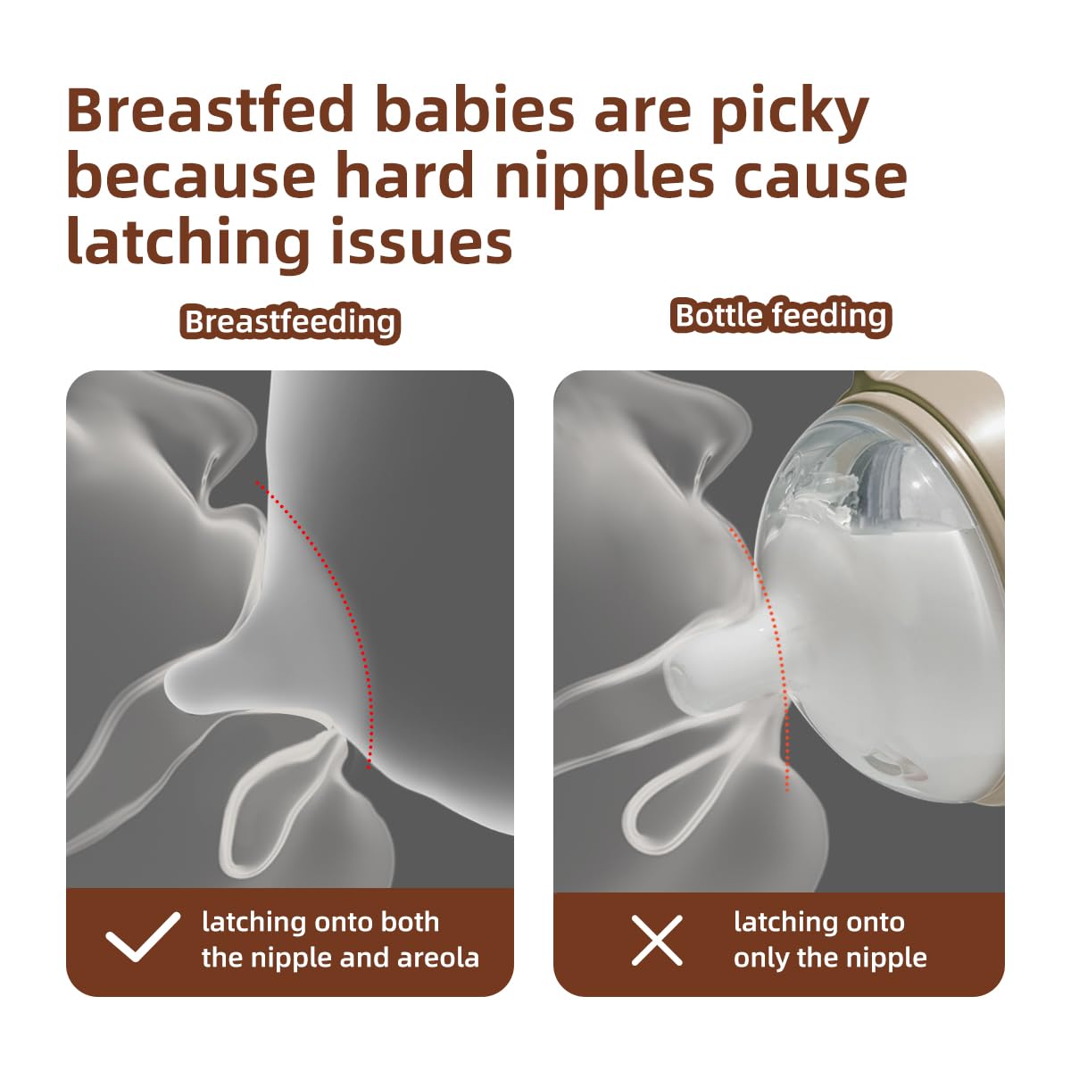 Thyseed breastlike nipple showcases ultra-soft silicone for familiar feeding.