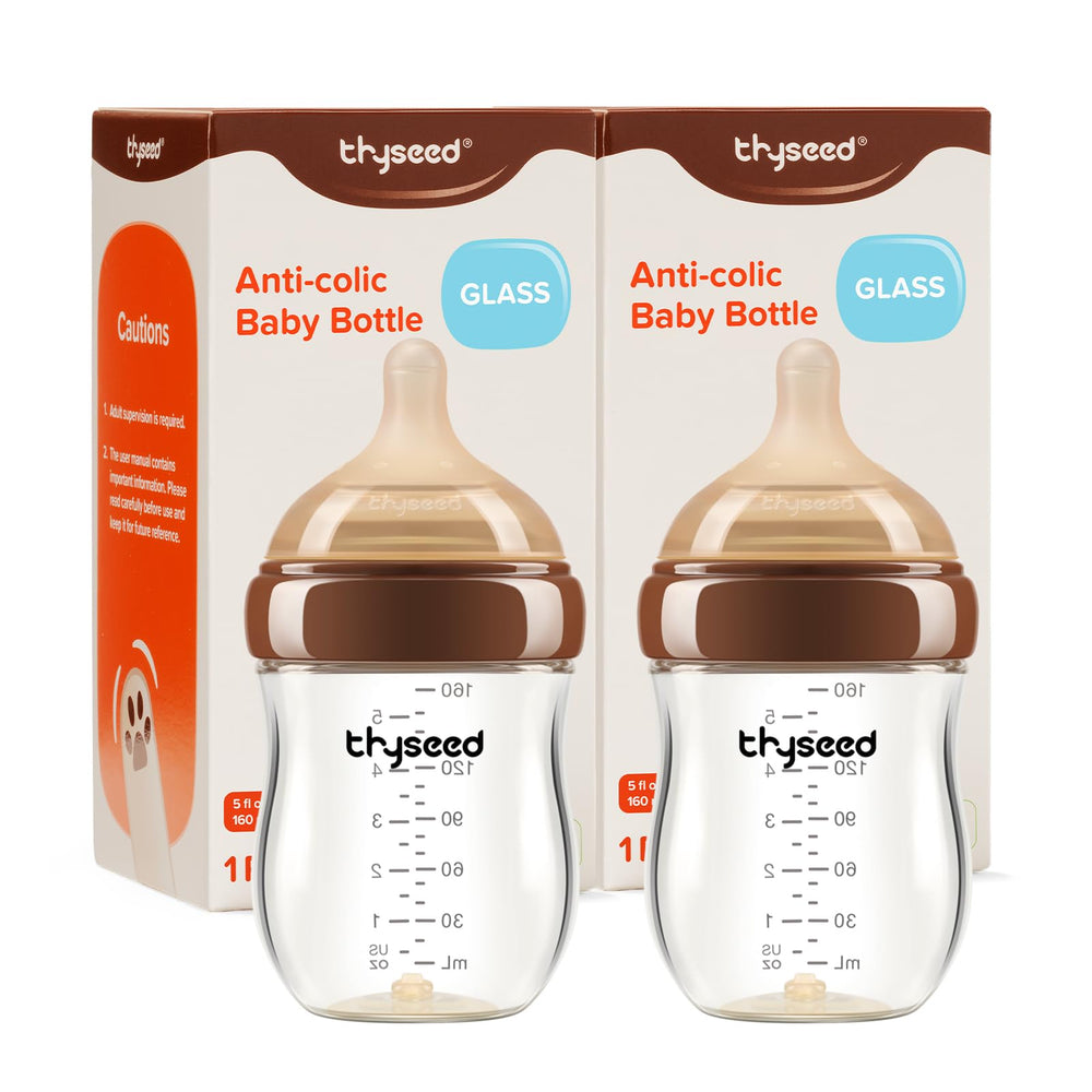 Thyseed glass anti-colic base vent promotes smoother milk flow
