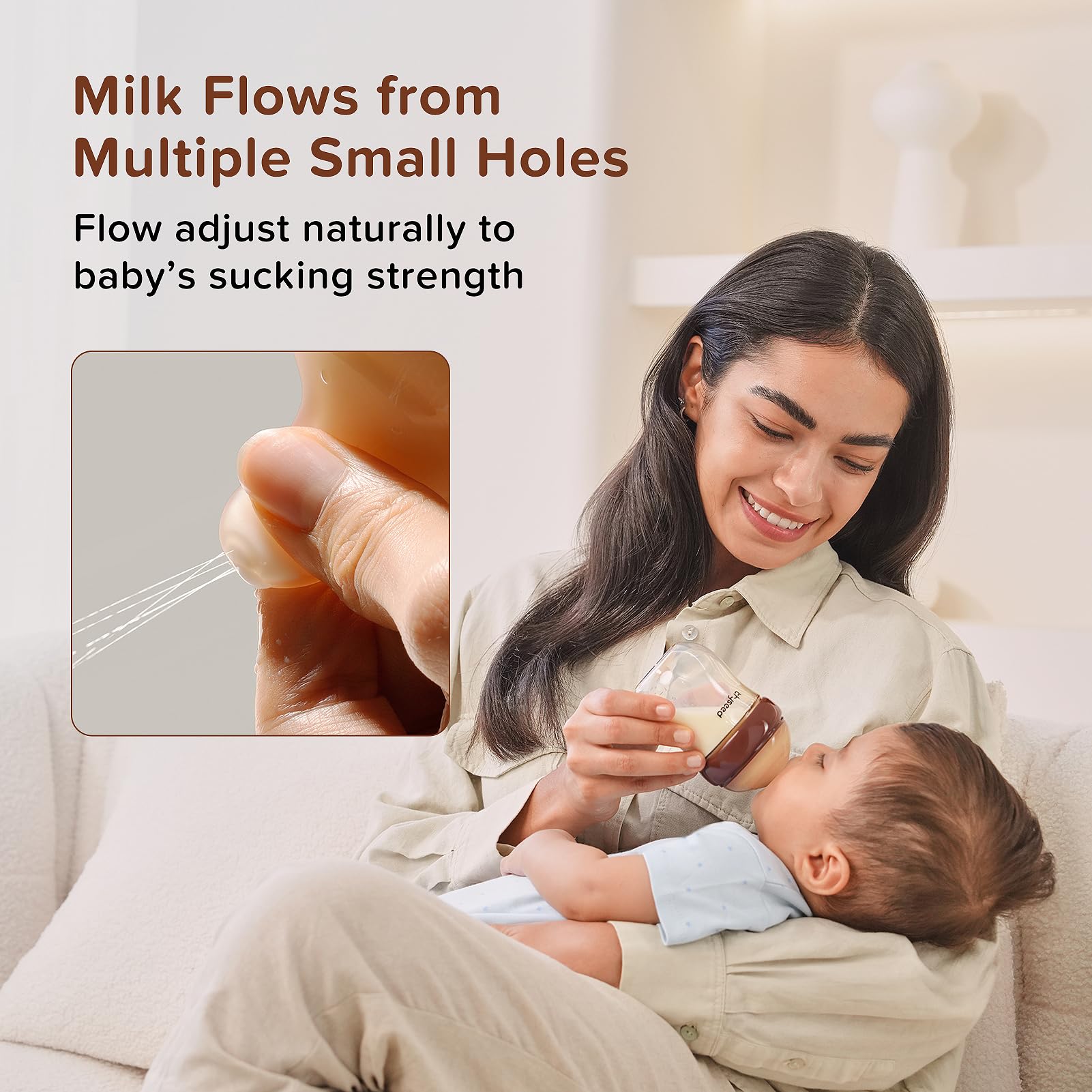 Thyseed PPSU breast-like rhythm enables natural-feeling mixed feeding.