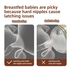 Thyseed soft silicone nipple demonstrates gentle, mom-like latch for smoother transitions.