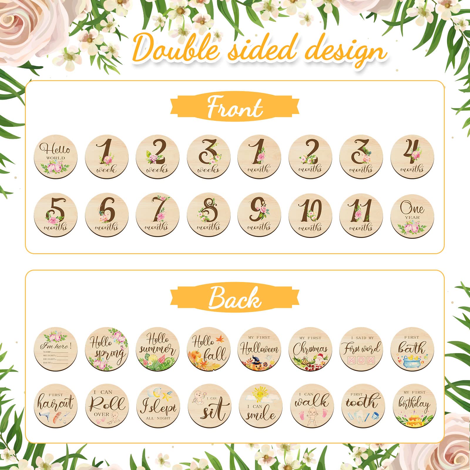 Tiamon birth announcement sign on wood disc, records name and date for a memorable newborn reveal.